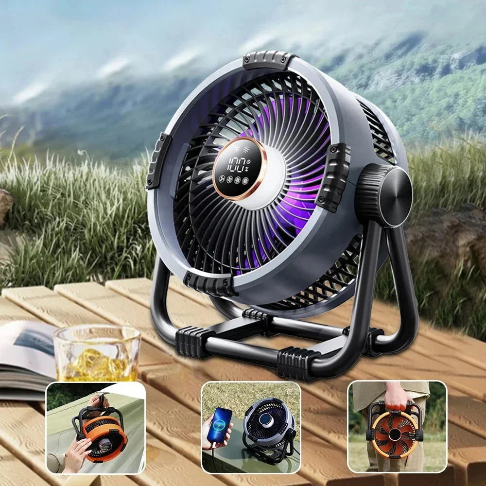 Camping Fan Turbo Airflow & Night Light Dual USB Type-C