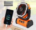 Camping Fan USB Rechargeable 20000mAh LED Light & Hanging Hook