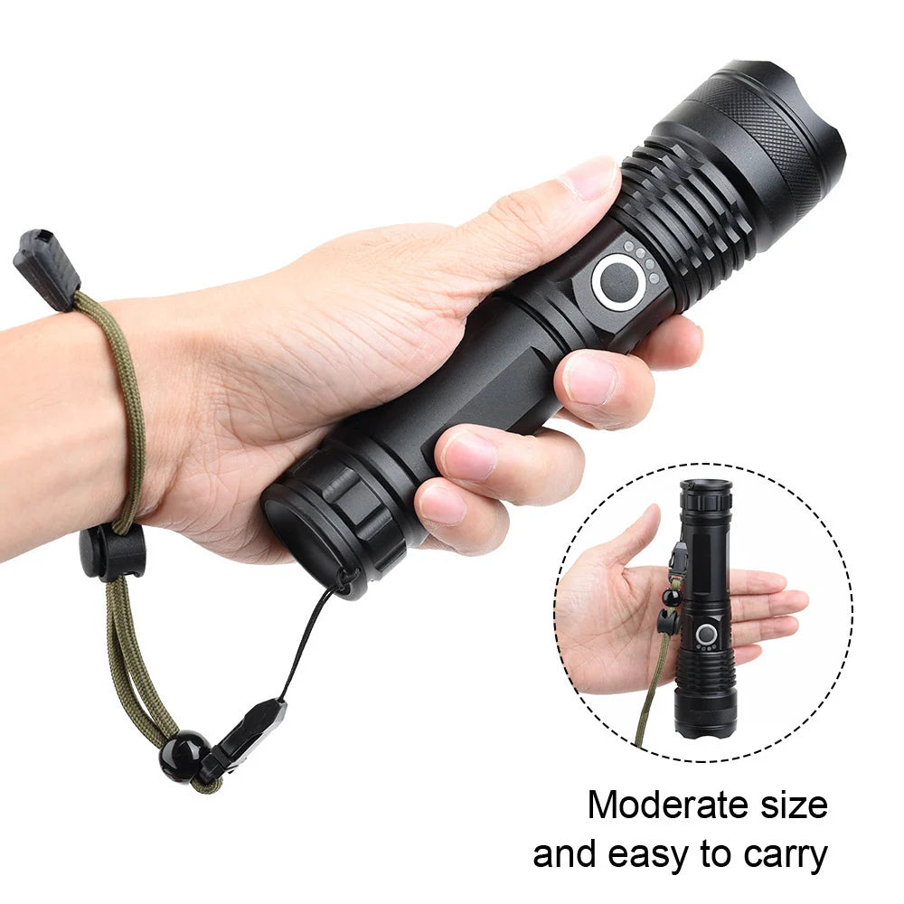 Camping Flashlight 7000 Lumens Zoomable USB Rechargeable