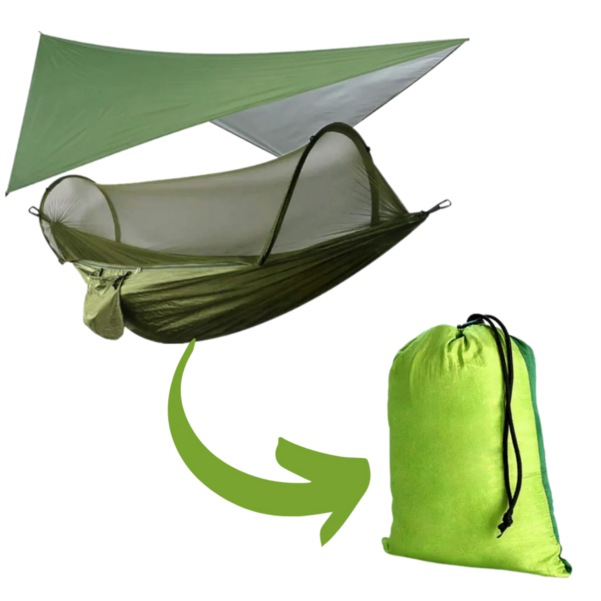 Camping Hammock Integrated Mosquito Net Parachute Nylon 400 Lb
