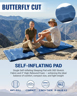Camping Sleeping Pad Self-Inflating Contoured R-Value 4.2