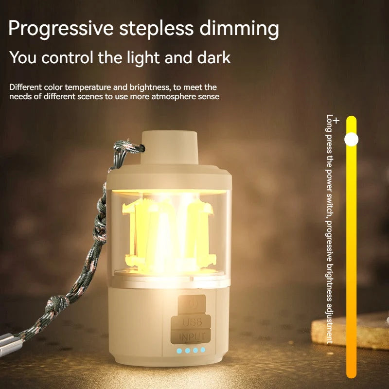 Camping Table Lamp Stepless Dimming Adjustable Color Temp USB-C