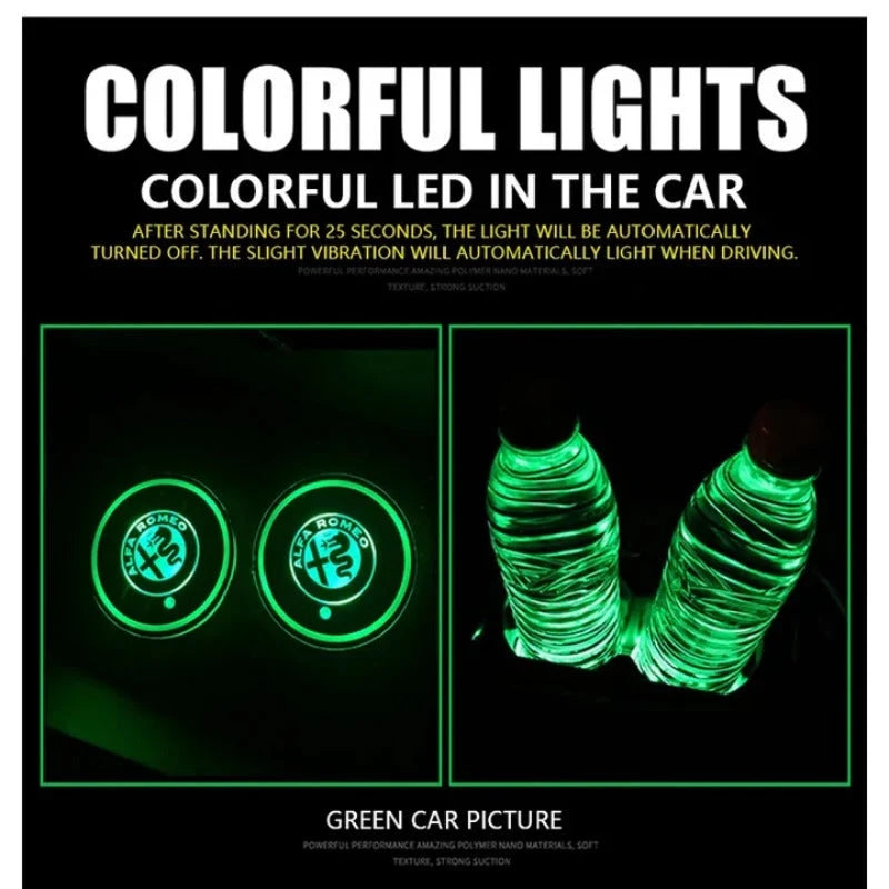 Car Coaster Set 2-Piece LED Motion-Activated USB-Rechargeable