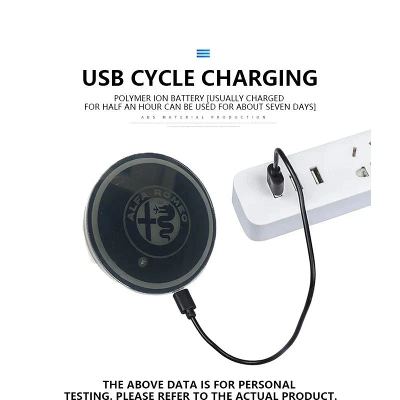 Car Coaster Set 2-Piece LED Motion-Activated USB-Rechargeable