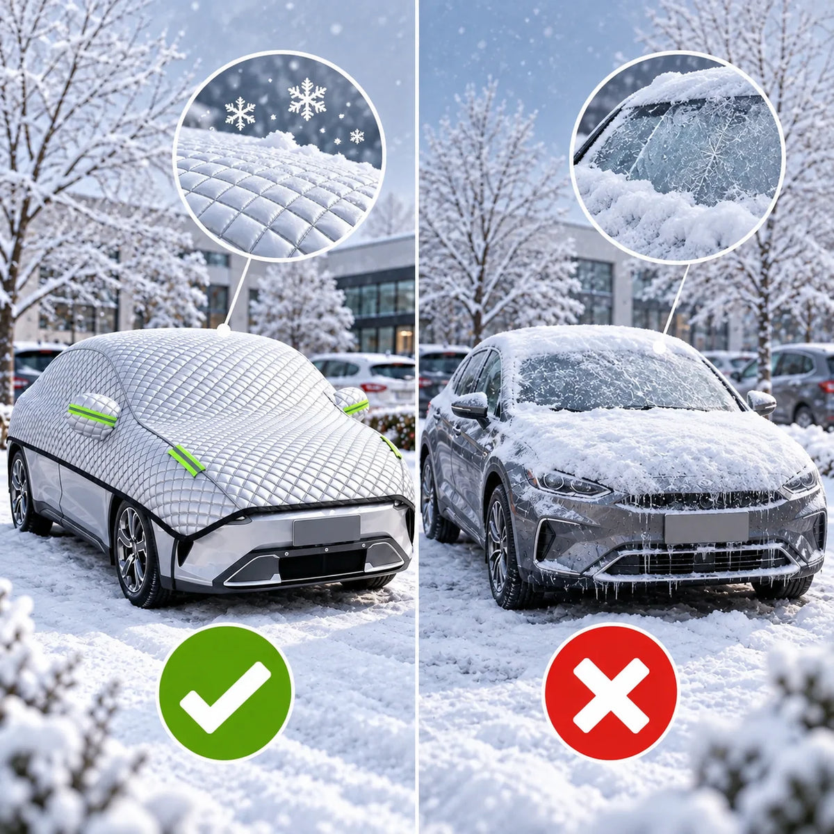 Car Cover PEVA Full-Vehicle Winter Protection 10 Elastic Straps