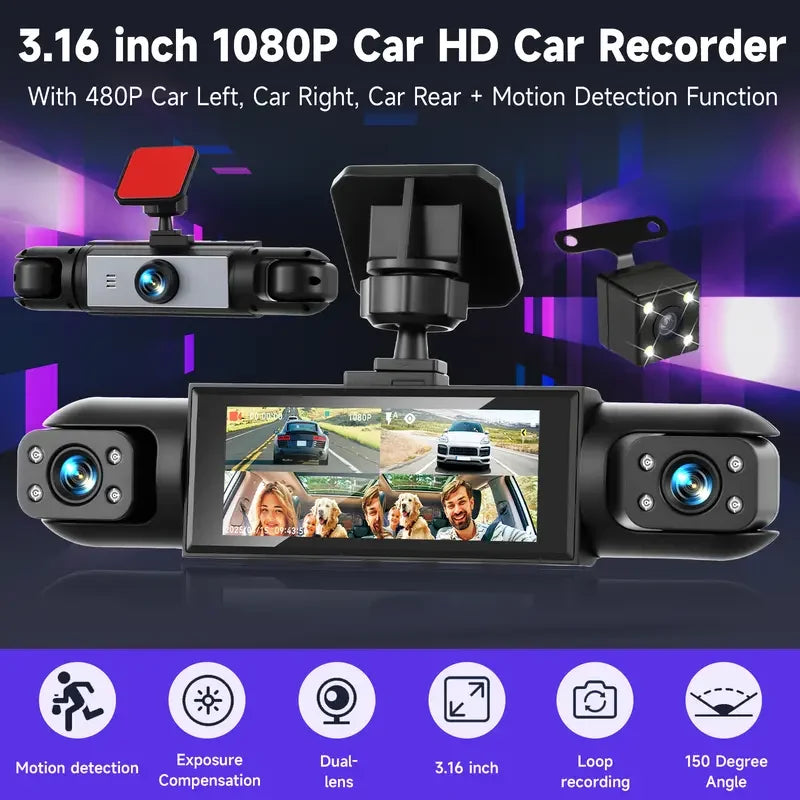 Car Dash Camera Four-Channel 1080P Infrared Night Vision
