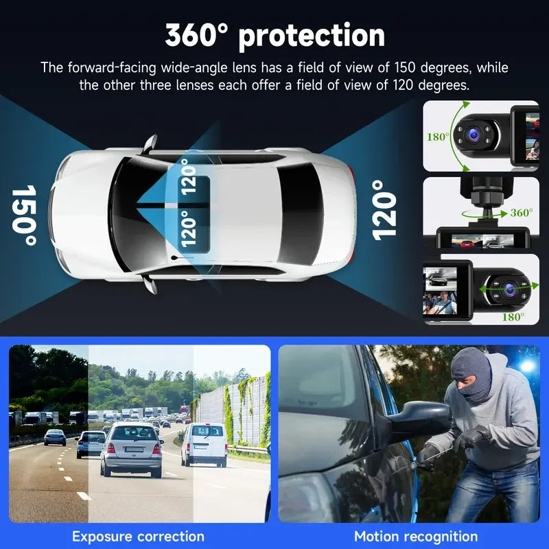 Car Dash Camera Four-Channel 1080P Infrared Night Vision