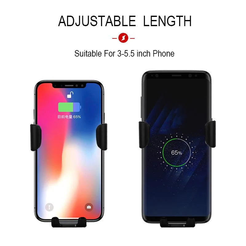 Car Phone Holder Auto-Clamping 15W Wireless Charging Adjustable Mount
