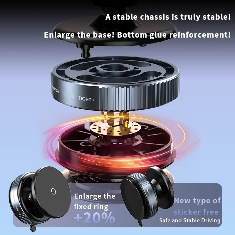 Car Phone Holder Magnetic Vacuum Suction 360° Rotation