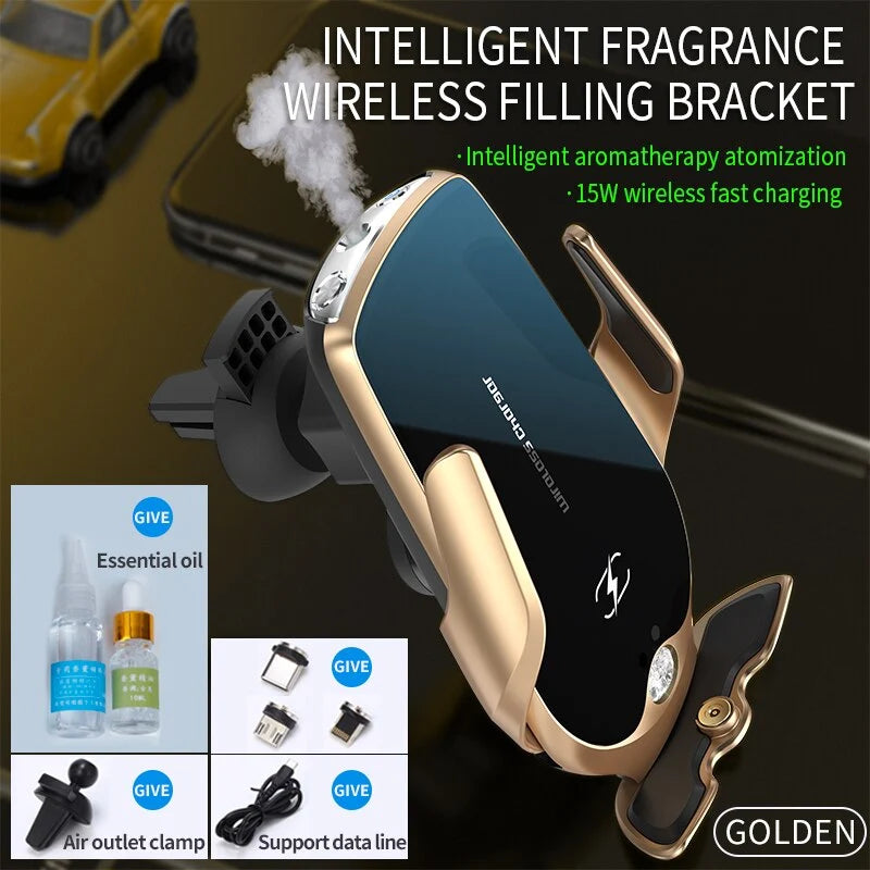 Car Phone Holder Wireless Charging Aromatherapy Automatic Clamping