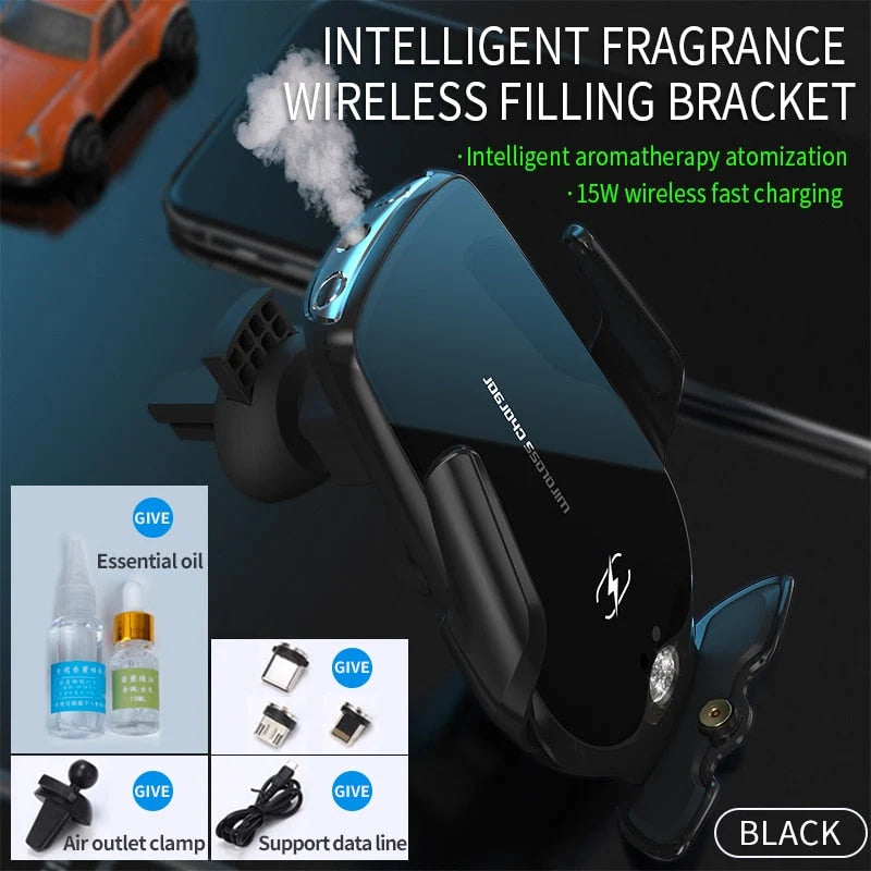 Car Phone Holder Wireless Charging Aromatherapy Automatic Clamping