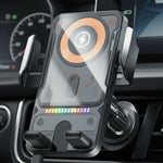 Car Phone Mount 15W Wireless Charging Auto Rotation