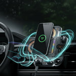 Car Phone Mount 15W Wireless Charging Auto Rotation
