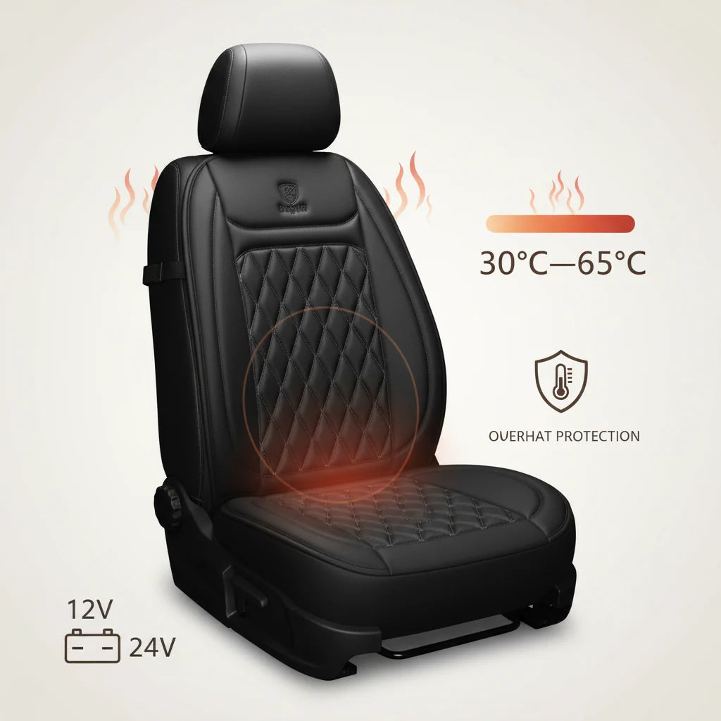 Car Seat Cover Heated 12V/24V Adjustable Temp