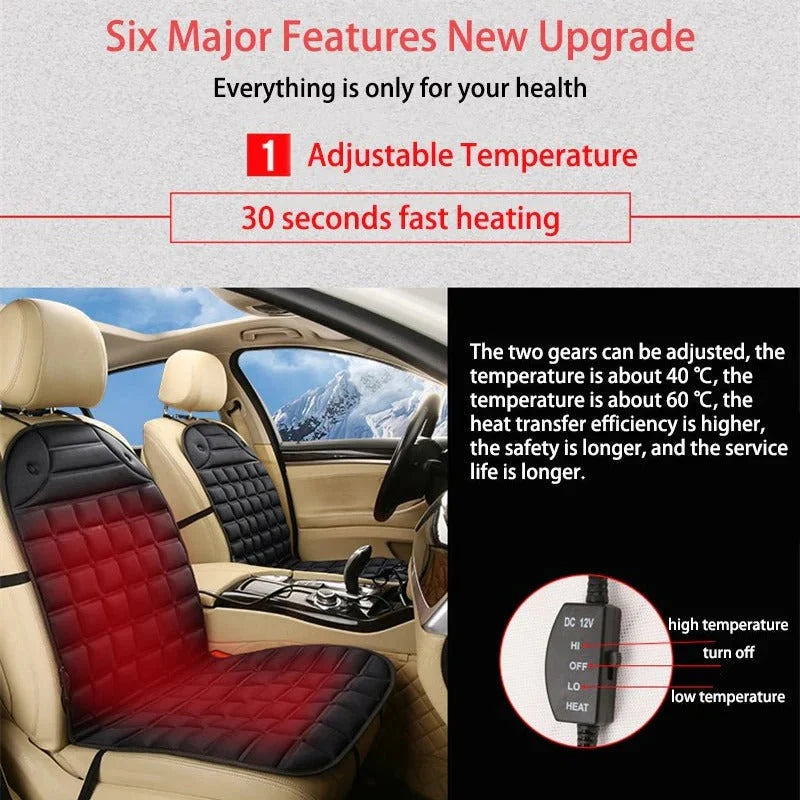 Car Seat Cushion Heated Dual Heat Levels Non-Slip Backing