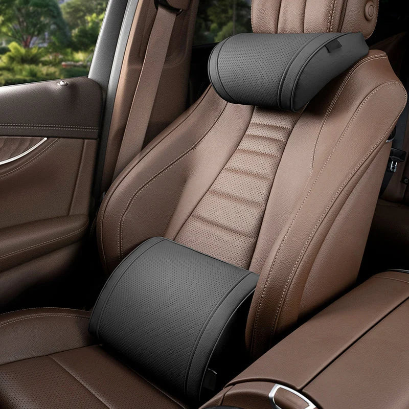 Car Seat Cushion Set Memory Foam Headrest Lumbar Support