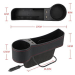 Car Seat Gap Organizer Leather Two USB Charging Ports