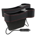 Car Seat Gap Organizer Leather Two USB Charging Ports