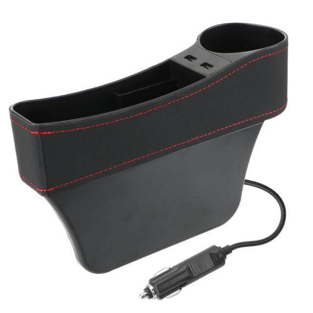Car Seat Gap Organizer Leather Two USB Charging Ports
