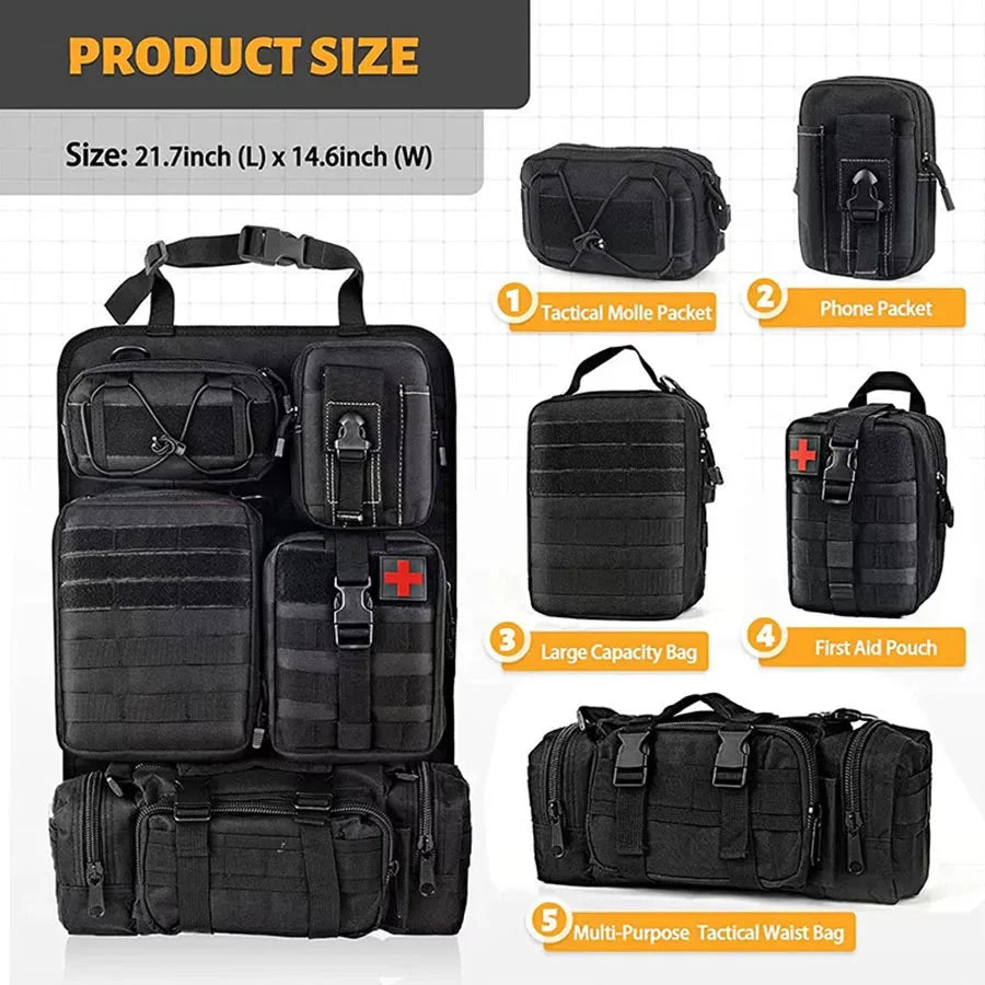 Car Seat Organizer Hanging Six Compartments 600D Oxford Fabric