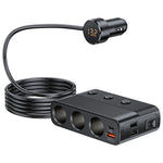 Car Socket Adapter 7-in-1 USB-C PD 30W LED Voltmeter
