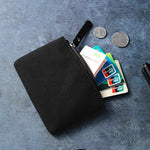 Card Holder Compact Zippered Fabric Storage for Cards, Cash & Coins