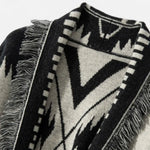 Cardigan 100% Cashmere Jacquard Knit Tassel Hem