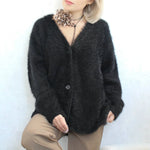 Cardigan Fluffy Mohair-Look Oversized Fit With Pockets