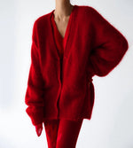 Cardigan Fluffy Mohair-Look Oversized Fit With Pockets