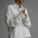 Cardigan Fluffy Mohair-Look Oversized Fit With Pockets