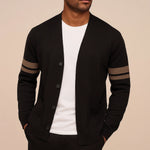 Cardigan Merino Wool Blend Striped Sleeves