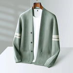 Cardigan Merino Wool Blend Striped Sleeves