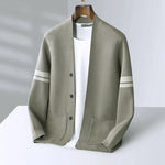Cardigan Merino Wool Blend Striped Sleeves