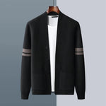 Cardigan Merino Wool Blend Striped Sleeves