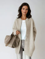 Cardigan Wool Blend Button-Front Relaxed Fit