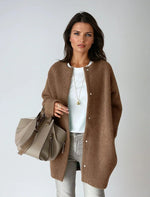 Cardigan Wool Blend Button-Front Relaxed Fit