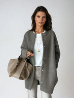 Cardigan Wool Blend Button-Front Relaxed Fit