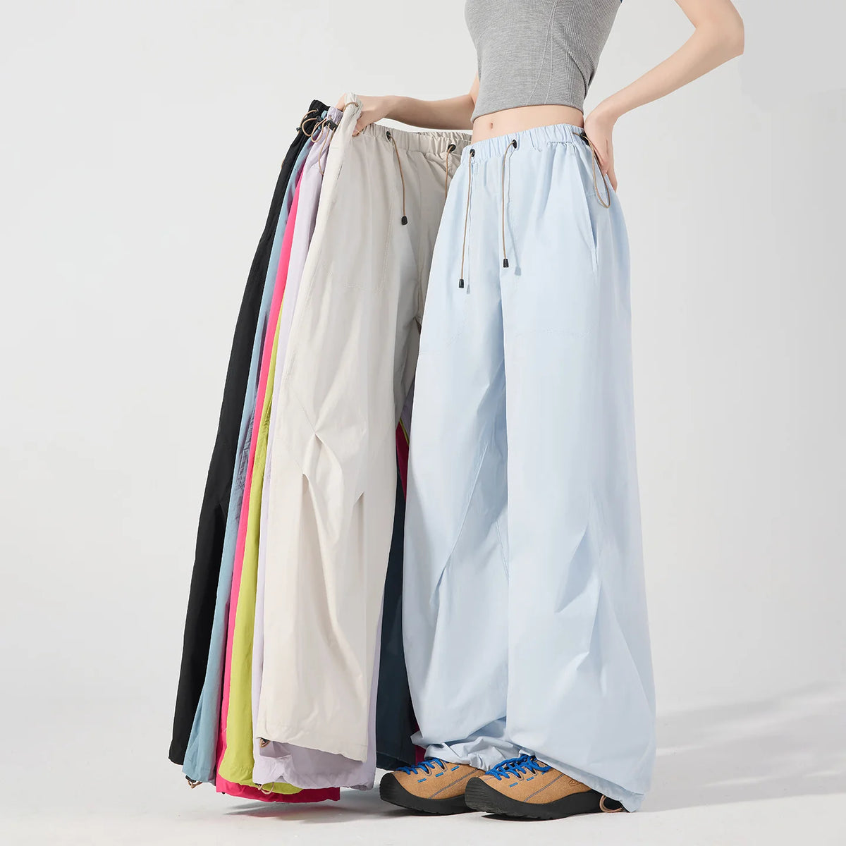 Cargo Pants Wide Leg Quick-Drying Zip Pockets