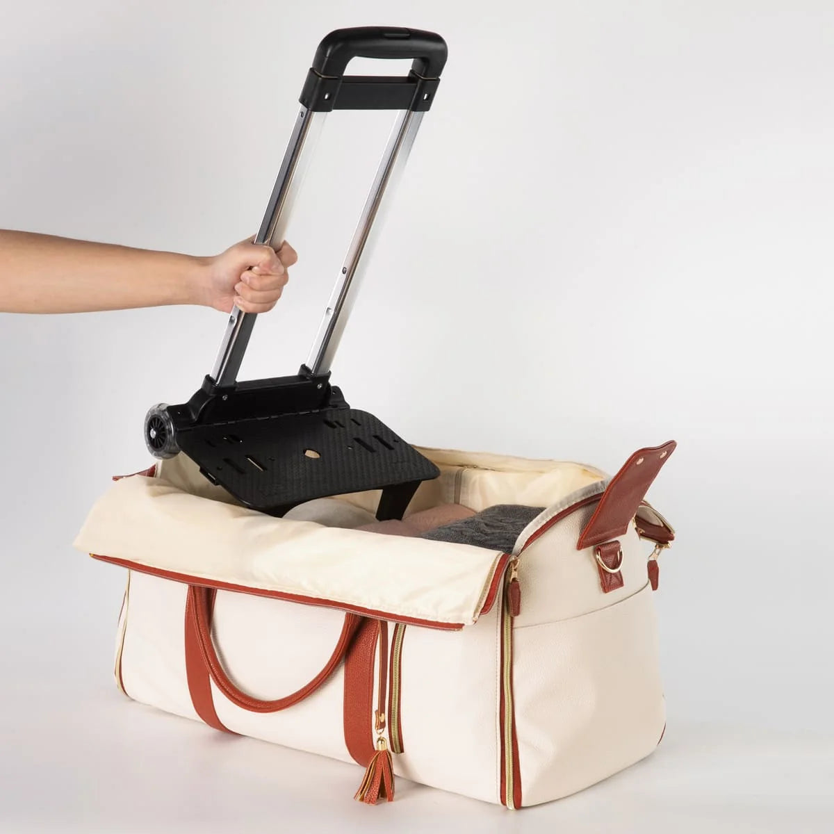 Carry-On Bag Water-Resistant PU Leather Built-In Hanging System