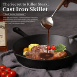 Cast Iron Skillet Even Heat Multi-Method Cooking
