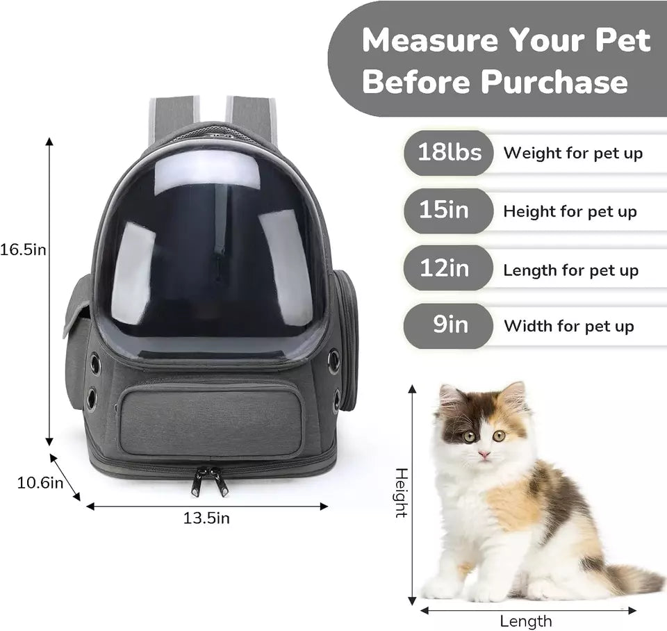 Cat Backpack Carrier 360 Degree Transparent Bubble Window Airline-Approved