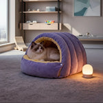 Cat Bed Enclosed Cave Fleece Lined Machine Washable
