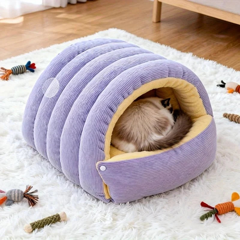 Cat Bed Enclosed Cave Fleece Lined Machine Washable