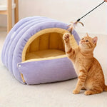 Cat Bed Enclosed Cave Fleece Lined Machine Washable