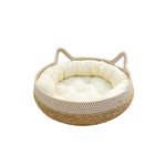 Cat Bed Handcrafted Sisal Nest Removable Cotton Cushion