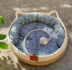 Cat Bed Handcrafted Sisal Nest Removable Cotton Cushion