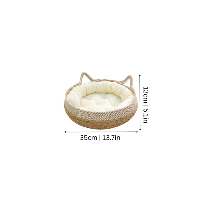 Cat Bed Handcrafted Sisal Nest Removable Cotton Cushion