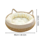 Cat Bed Handcrafted Sisal Nest Removable Cotton Cushion