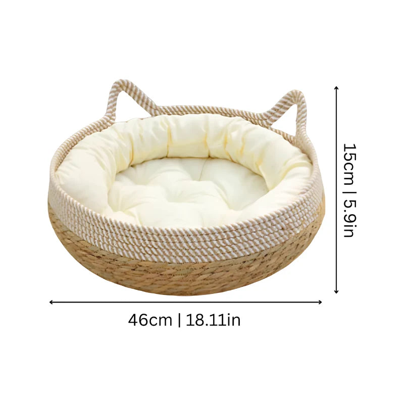 Cat Bed Handcrafted Sisal Nest Removable Cotton Cushion