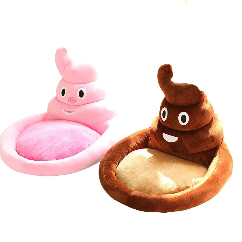 Cat Bed House Plush Poop Emoji Design Cozy Enclosed Retreat